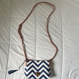 Dooney & Bourke Navy and White Chevron Crossbody Bag